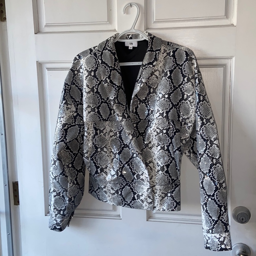 Lpa Revolve Sequined Python Long Sleeved Jacket S… - image 1